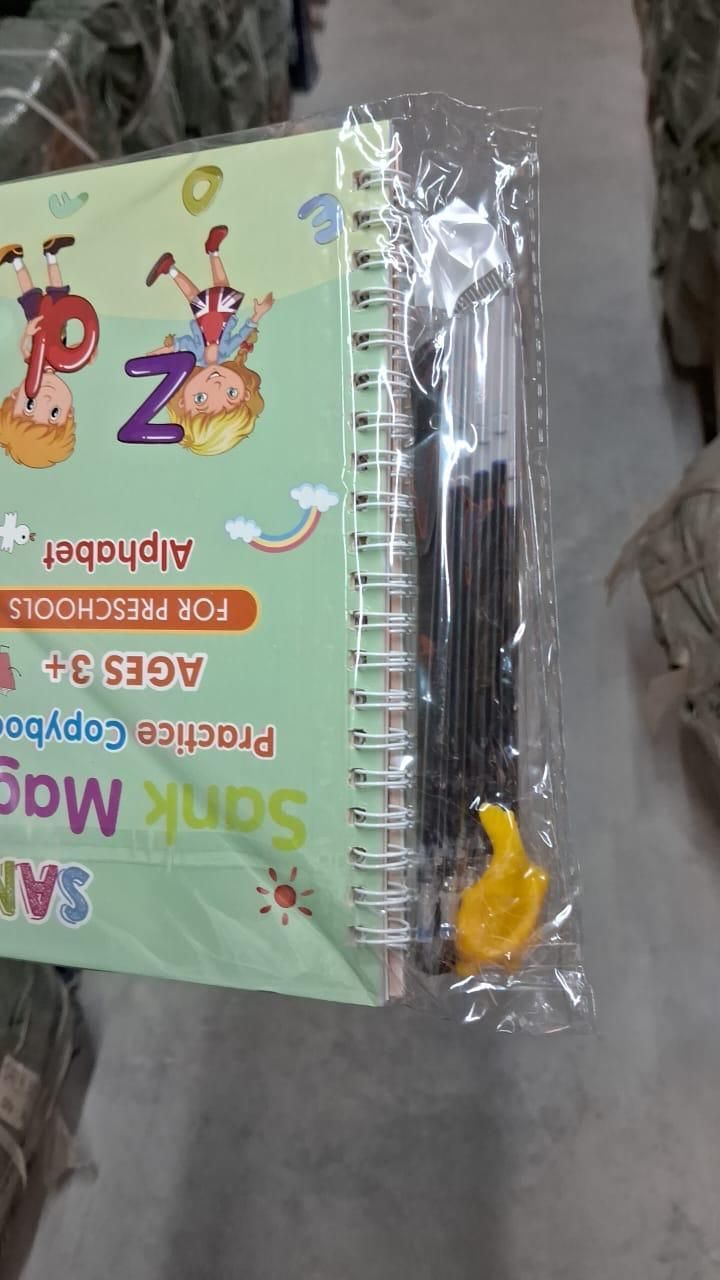 Sank Magic Practice Copybook Set – 4 Books + 1 Pen + 1 Grip + 10 Refills | Reusable Handwriting Workbook for Kids
