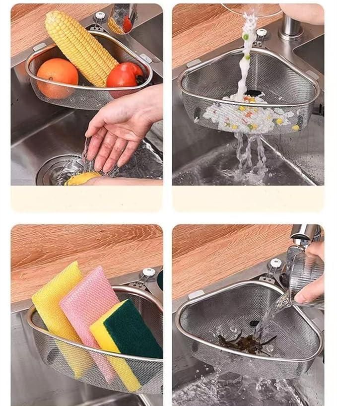 Triangle Stainless Steel Kitchen Sink Drain Basket – Space-Saving & Durable