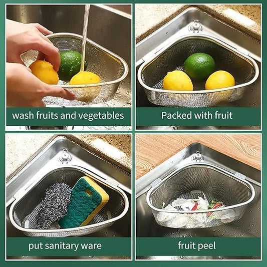 Triangle Stainless Steel Kitchen Sink Drain Basket – Space-Saving & Durable