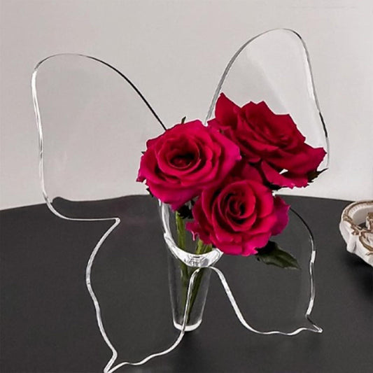 Clear Butterfly Frame Vase – Elegant Art Flower Holder for Modern Décor