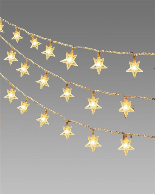Warm White Star String Lights – 16 LED Fairy Lights for Home & Party Décor (3M, Waterproof)