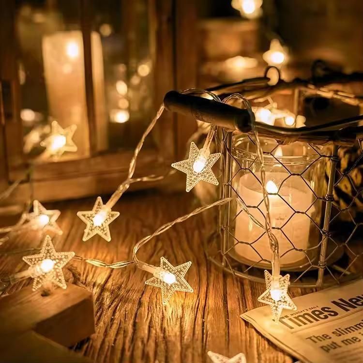 Warm White Star String Lights – 16 LED Fairy Lights for Home & Party Décor (3M, Waterproof)