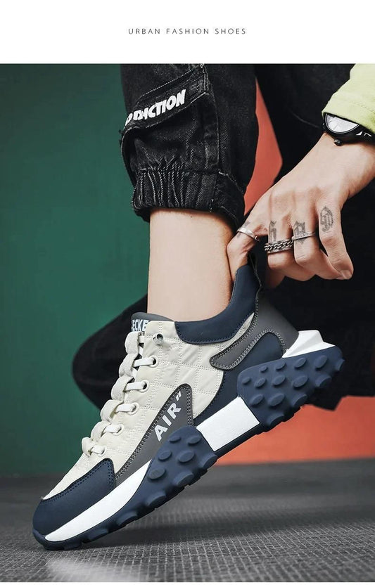 Stylish White Men’s Sneakers – Thick Sole Casual Shoes for Daily Wear