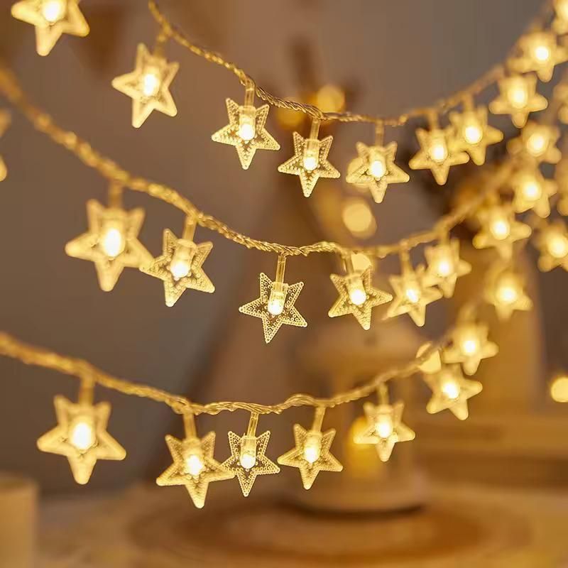 Warm White Star String Lights – 16 LED Fairy Lights for Home & Party Décor (3M, Waterproof)