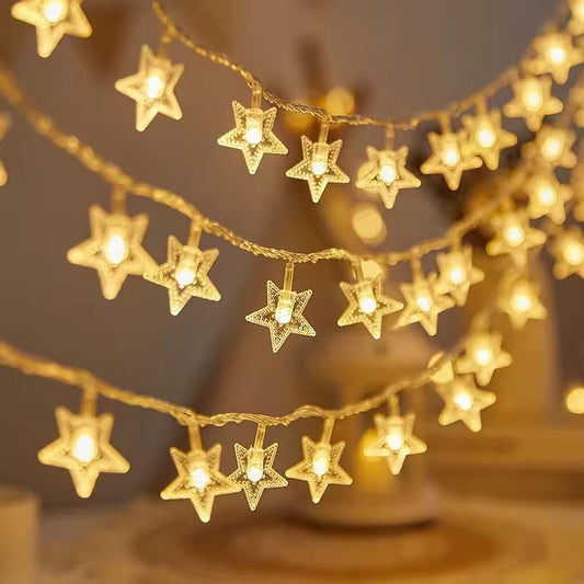 Warm White Star String Lights – 16 LED Fairy Lights for Home & Party Décor (3M, Waterproof)