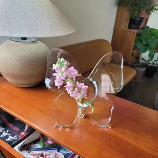 Clear Butterfly Frame Vase – Elegant Art Flower Holder for Modern Décor