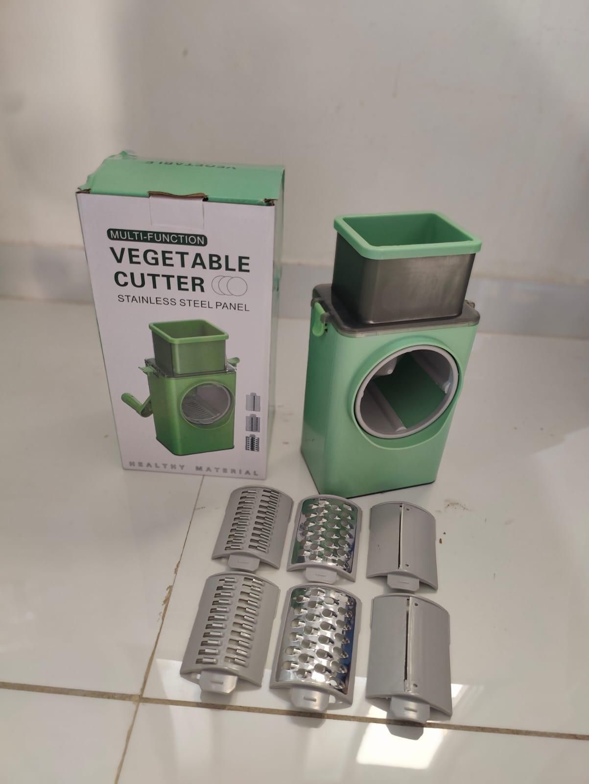 Manual Rotary Vegetable Grater & Slicer – Multifunctional Drum Cutter with 3 Stainless Steel Blades for Effortless Kitchen Prep