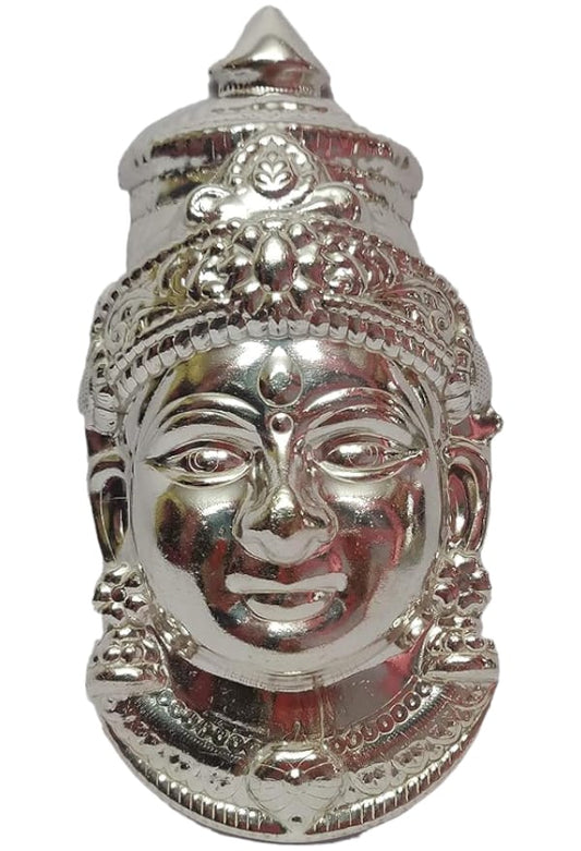 Lakshmi Face Idol in German Silver | Decorative Pooja Item for Mandir, Diwali & Festive Gifts | Lakshmi Mata Wall Hanging/Face Mask for Home Temple & Decor